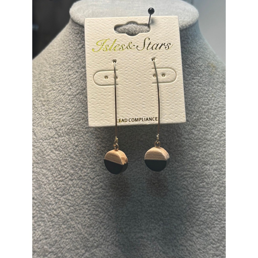 #9. Dangle 2-tone wood Disc Earrings